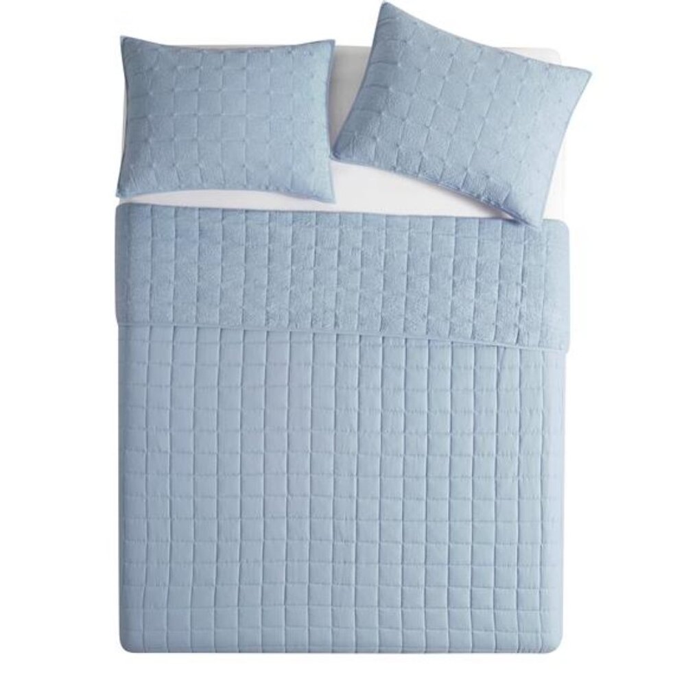 Solid Blue Crinkle Box Soft Wash Microfiber Quilt… - image 4